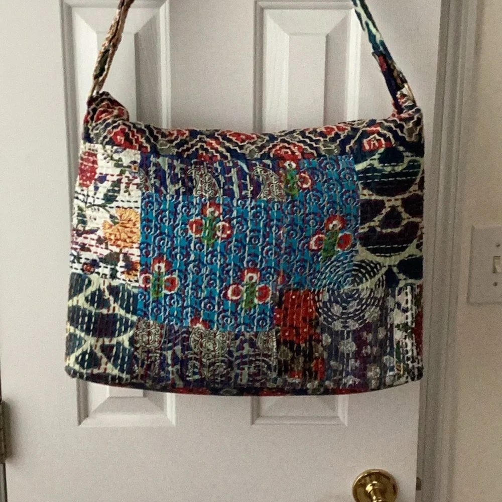 Ruggine handmade shoulder crossbody boho bag duffle purse patchwork look kantha